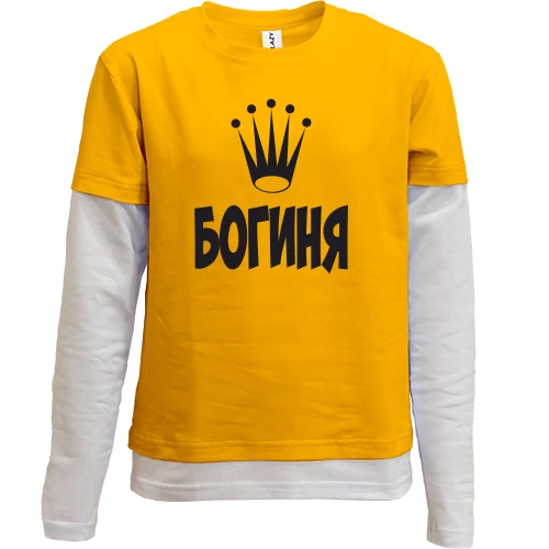 Комбинированный детский лонгслив, красный, Богиня (2)