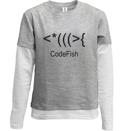Комбинированный детский лонгслив, серый, code fish