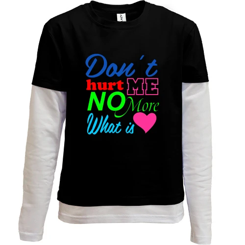 Комбинированный детский лонгслив, черный, Don't Hurt Me с розовым сердцем