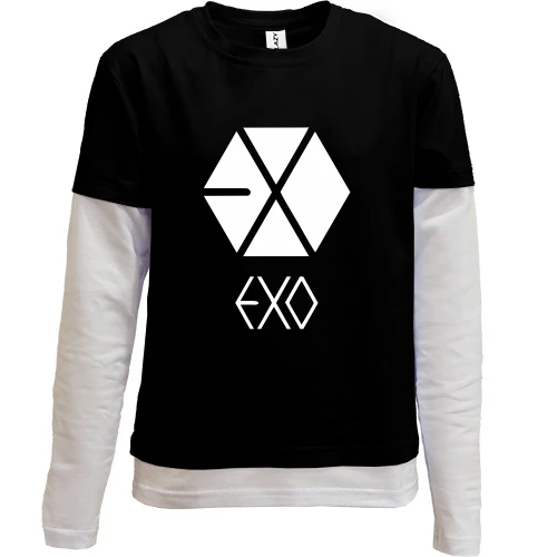 Комбинированный детский лонгслив, Черный, EXO