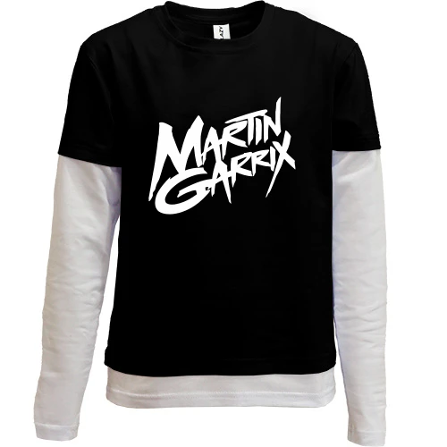 Комбинированный детский лонгслив, черный, Martin Garrix