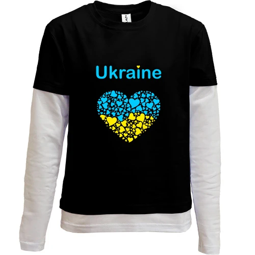 Комбинированный детский лонгслив Ukraine - сердце