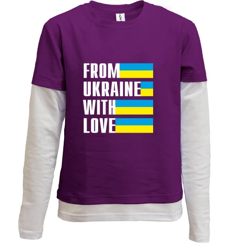 Комбинированный детский лонгслив, фиолетовый, From Ukraine with love