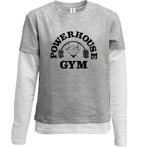 Комбинированный детский лонгслив, серый, Powerhouse gym