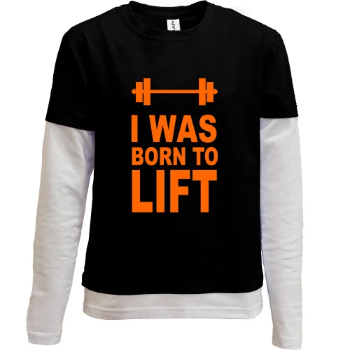 Комбинированный детский лонгслив, черный, I was born to lift