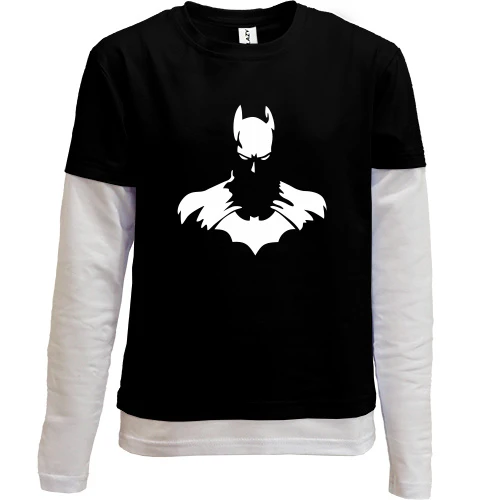 Комбинированный детский лонгслив, Черный, Batman (силуэт)