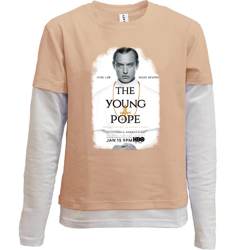 Комбинированный детский лонгслив с постером сериала Молодой Папа (Young Pope)