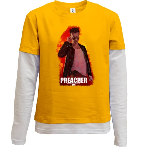 Комбинированный детский лонгслив, Желтый, с постером Preacher