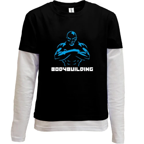 Комбинированный детский лонгслив, Черный, Bodybuilding