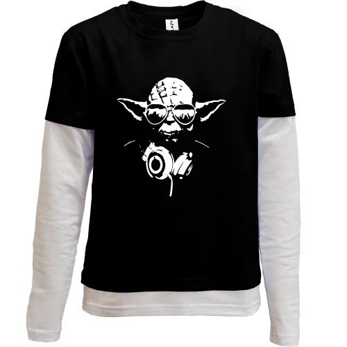 Комбинированный детский лонгслив, черный, Yoda (2)