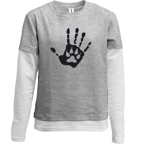 Комбинированный детский лонгслив, серый, Человек-волк