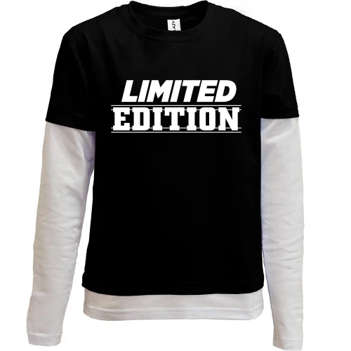 Комбинированный детский лонгслив, черный, с надписью "Limited Edition"