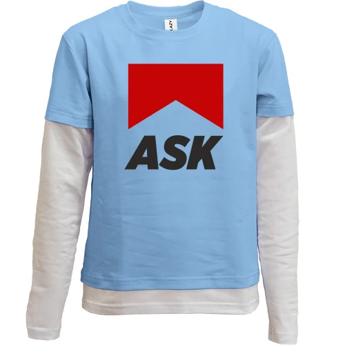 Комбинированный детский лонгслив с надписью "ASK"