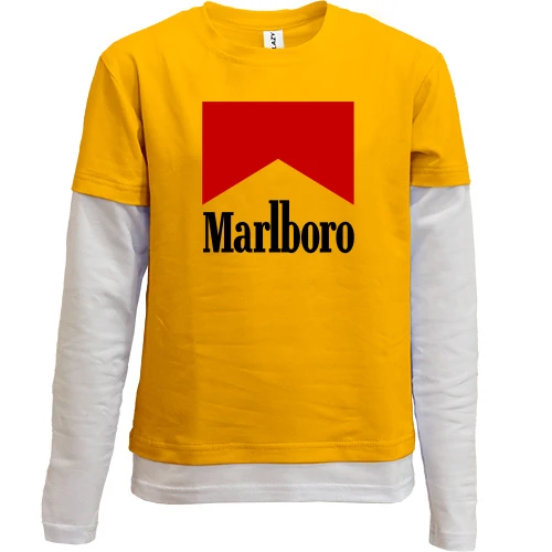 Комбинированный детский лонгслив с надписью "Marlboro"