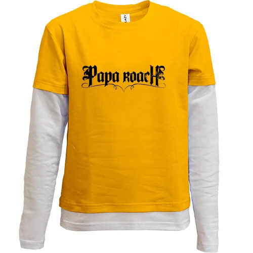 Комбинированный детский лонгслив, желтый, Papa Roach