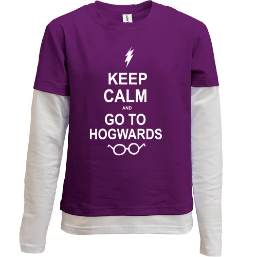 Комбінований дитячий лонгслів, Фіолетовий, Keep calm and go Hogwards