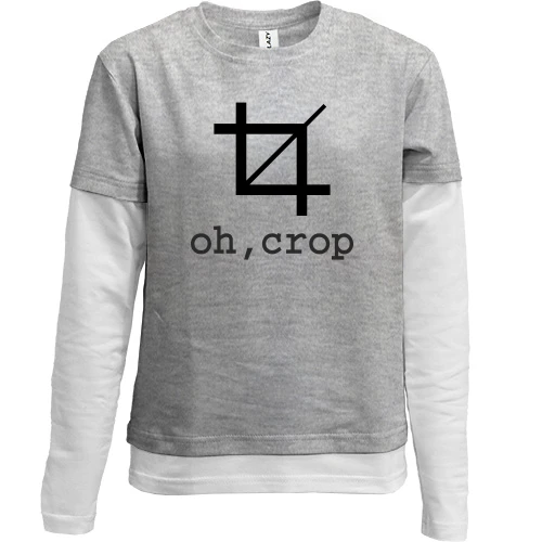 Комбинированный детский лонгслив, серый, с надписью "oh, crop"