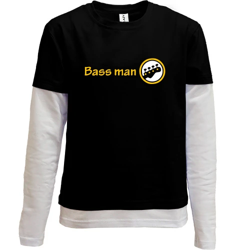 Комбинированный детский лонгслив с надписью "Bass man" басист