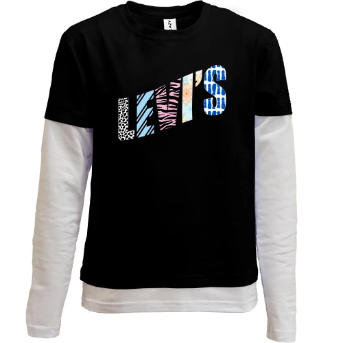 Комбинированный детский лонгслив, черный, с раскрашенным логотипом Levis