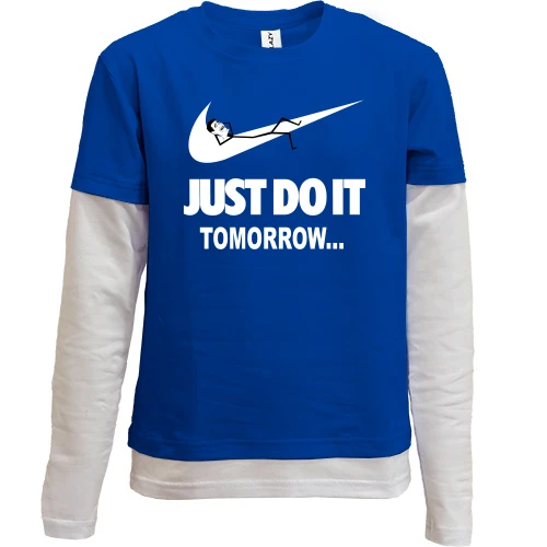 Комбинированный детский лонгслив с надписью Just do it Tomorrow