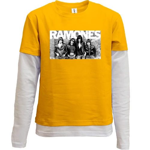 Комбінований дитячий лонгслів, жовтий, Ramones Band (2)