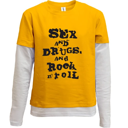 Комбинированный детский лонгслив Sex and drugs and rock n roll