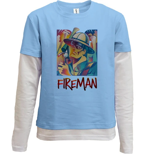 Комбинированный детский лонгслив, желтый, FIREMAN