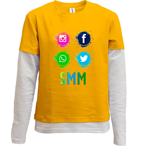 Комбинированный детский лонгслив, желтый, для SMM