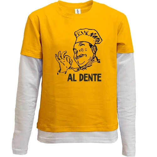 Комбинированный детский лонгслив, желтый, для повара "Al Dente"