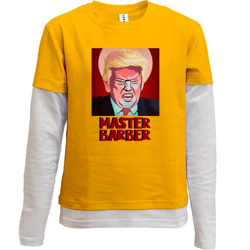 Комбинированный детский лонгслив, желтый, Master Barber