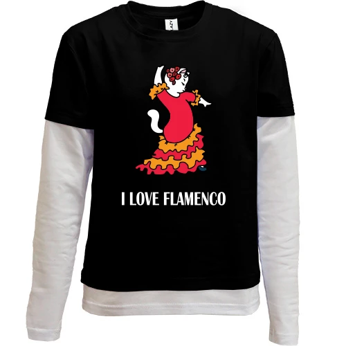 Комбінований дитячий лонгслів, Чорний, i love flamenco