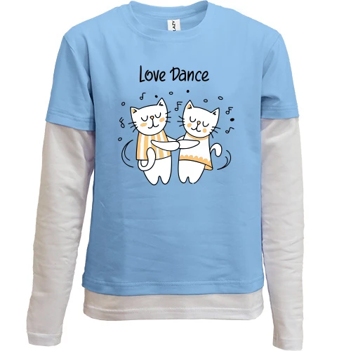 Комбінований дитячий лонгслів з котиками love dance