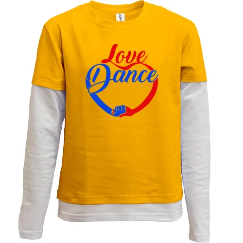 Комбінований дитячий лонгслів з написом "Love Dance"