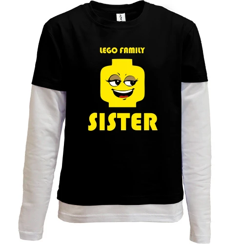 Комбинированный детский лонгслив, Черный, Lego Family - Sister