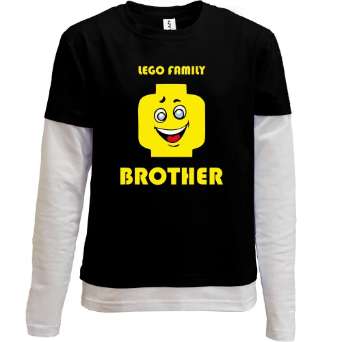 Комбинированный детский лонгслив, черный, Lego Family - Brother