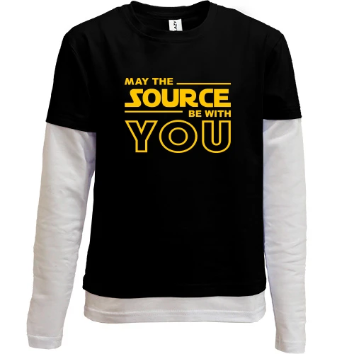 Комбинированный детский лонгслив, черный, May the source be with you