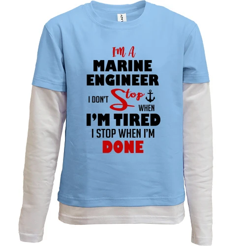 Комбинированный детский лонгслив, синий, I'm marine engineer