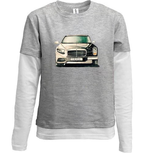 Комбінований дитячий лонгслів, Сірий, Mercedes S Klasse
