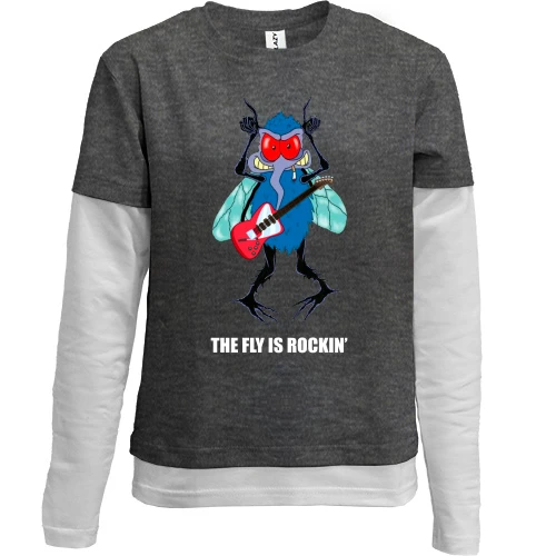 Комбинированный детский лонгслив The fly is rockin'