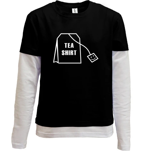 Комбинированный детский лонгслив, черный, Tea-shirt