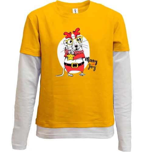 Комбінований дитячий лонгслів, Синій, Merry and Joy