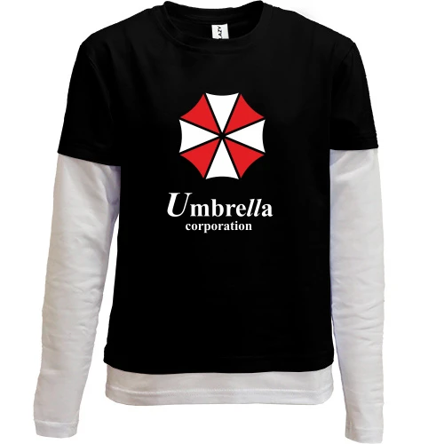 Комбинированный детский лонгслив, черный, Umbrella corporation