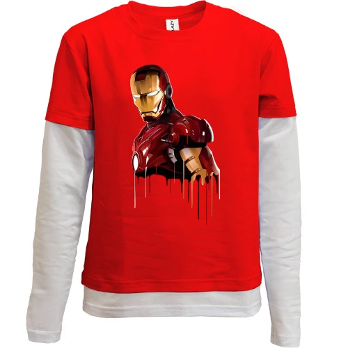 Комбинированный детский лонгслив, красный, Iron Man