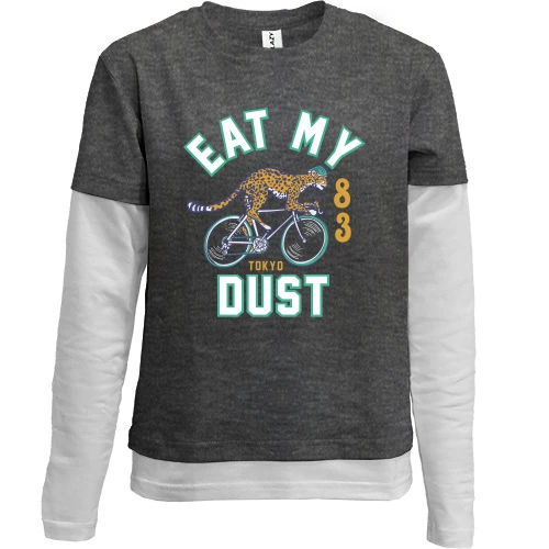 Комбинированный детский лонгслив с надписью "Eat my dust"