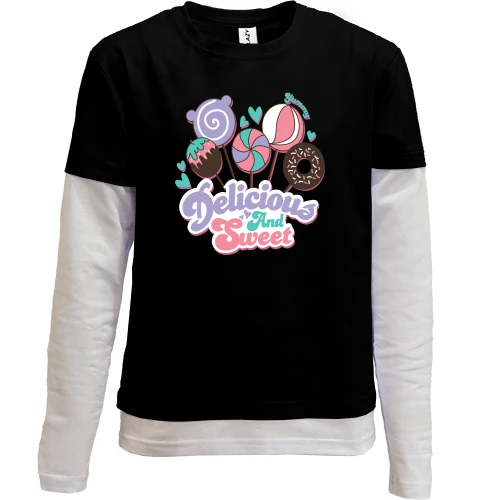 Комбинированный детский лонгслив Delicious and Sweet