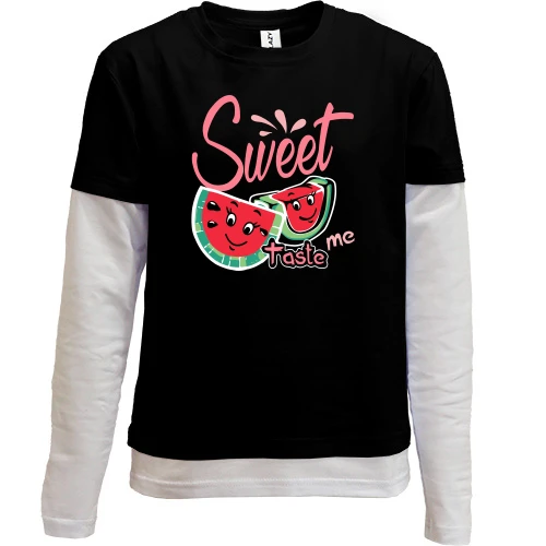 Комбинированный детский лонгслив, черный, Sweet Арбуз