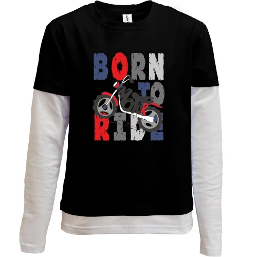 Комбинированный детский лонгслив Born to Ride Мотоцикл