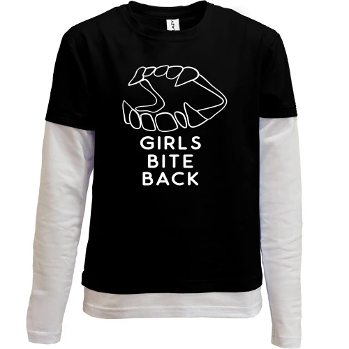 Комбинированный детский лонгслив, Черный, Girls bite back Девочки кусают в ответ