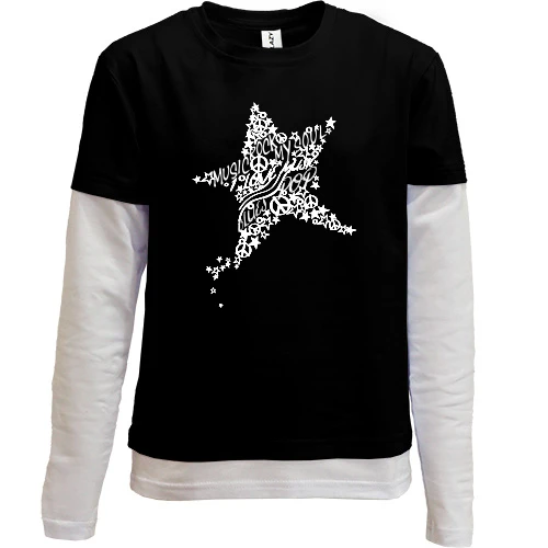 Комбинированный детский лонгслив, Черный, Peace Star Звезда
