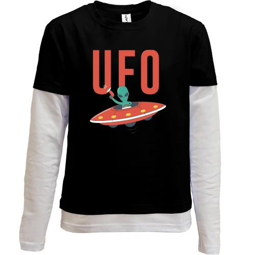 Комбинированный детский лонгслив, черный, UFO НЛО